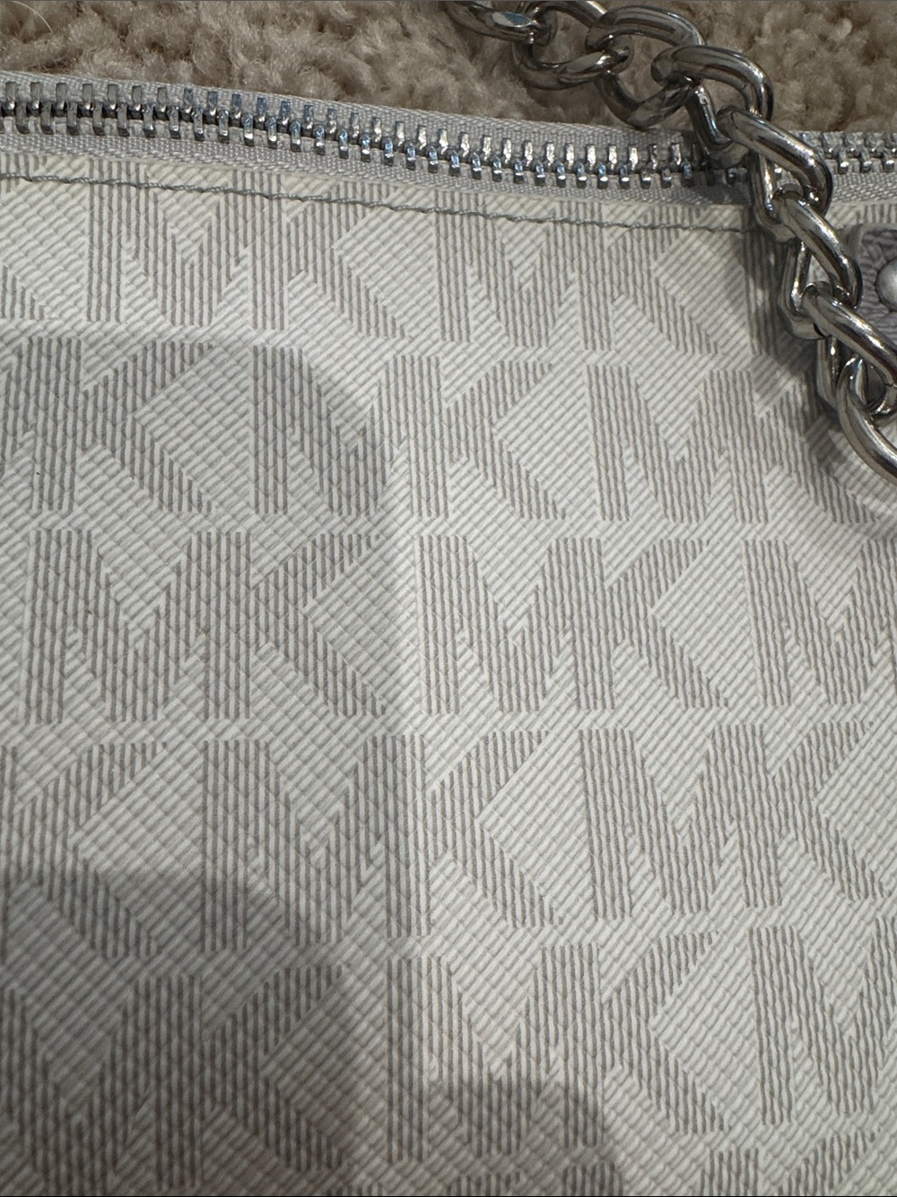 Michael Kors White Logo-Print Crossbody with Silver Chain Trim - Picture 3 of 3